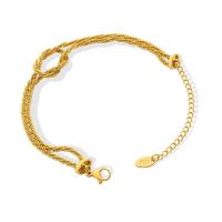 Titanium Steel Bracelet, titanium steel lobster clasp, for woman, golden, 4mm, Length:20 cm, Sold By PC