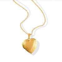 Titanium Steel Necklace, with 5cm extender chain, Heart, Vacuum Ion Plating, for woman, golden, 20x22mm, Length:Approx 40 cm, Sold By PC