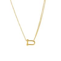 Collar de Acero Titanio, Partículas de acero, con 5cm extender cadena, para mujer, dorado, 11x15mm, longitud:aproximado 45 cm, Vendido por UD