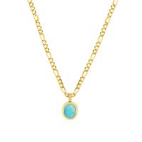 Titanium Steel Necklace with ​Amazonite​ with 5cm extender chain Oval Vacuum Ion Plating for woman blue Length Approx 40 cm Sold By PC