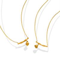 Collar de Acero Titanio, Partículas de acero, con 5cm extender cadena, diferentes estilos para la opción & para mujer, dorado, longitud:aproximado 40 cm, Vendido por UD