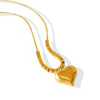 Titanstahl Halskette, mit Verlängerungskettchen von 5cm, Herz, für Frau, goldfarben, 18mm, Länge:ca. 40 cm, verkauft von PC