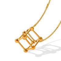 Titanium Steel Necklace, with 5cm extender chain, Square, Vacuum Ion Plating, for woman, golden, 12mm, Length:Approx 40 cm, Sold By PC