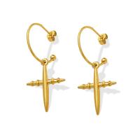 Titanium Steel Drop Earring Cross Vacuum Ion Plating for woman Sold By Pair