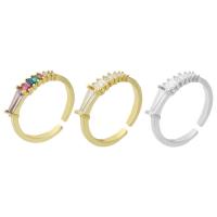Cúbicos Circonia Micro Pave anillo de latón, metal, chapado, micro arcilla de zirconia cúbica & para mujer, más colores para la opción, libre de níquel, plomo & cadmio, 4mm, tamaño:7.5, Vendido por UD