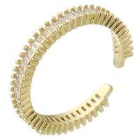 Cubique anneau en laiton Circonia Micro Pave, Placage de couleur d'or, pavé de micro zircon & pour femme, doré, protéger l'environnement, sans nickel, plomb et cadmium, 3mm, Taille:9, Vendu par PC