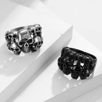 Anel de dedo de aço inoxidável, Aço inoxidável 304, Crânio, banhado, joias de moda & polido & unissex & tamanho diferente para a escolha & adesivo epóxi, Mais cores pare escolha, vendido por PC