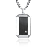 Stainless Steel Jewelry Necklace, 316L Stainless Steel, polished, fashion jewelry & different styles for choice & for man & with rhinestone, original color, 23x42mm, Length:Approx 19.86 Inch, Sold By PC