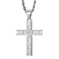 Stainless Steel Jewelry Necklace, 316L Stainless Steel, Cross, polished, fashion jewelry & different styles for choice & for man & with rhinestone, original color, 29x43mm, Length:Approx 19.86 Inch, Sold By PC