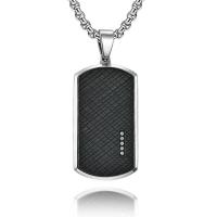 Stainless Steel Jewelry Necklace 316L Stainless Steel polished fashion jewelry & for man & with rhinestone black Length Approx 19.86 Inch Sold By PC