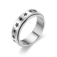 Partículas de acero anillo, Tallado, Joyería & unisexo & diverso tamaño para la opción, plateado, 6x2mm, Vendido por UD