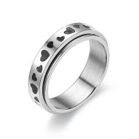Partículas de acero anillo de los pares, Tallado, Joyería & unisexo & diverso tamaño para la opción, plateado, 6x2mm, Vendido por UD