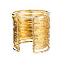 Jern Cuff Bangle, Runde, guldfarve belagt, mode smykker & for kvinde, gylden, nikkel, bly & cadmium fri, 60mm, Indvendig diameter:Ca. 65mm, Solgt af PC