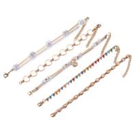 Tibetan Style Bracelet Set, with Plastic Pearl, with 5cm extender chain, Round, gold color plated, 5 pieces & fashion jewelry & for woman, mixed colors, nickel, lead & cadmium free, Length:Approx 17 cm, Sold By Set