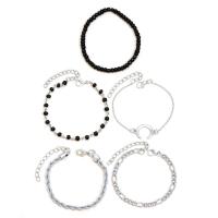 Glass Beads Bracelet Zinc Alloy with Seedbead with 5cm extender chain Round plated 5 pieces & fashion jewelry & for woman nickel lead & cadmium free Length Approx 17.5 cm Sold By Set