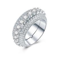 Rhinestone палец кольцо, Латунь, Круглая, плакирован серебром, ювелирные изделия моды & разный размер для выбора & со стразами, серебряный, не содержит никель, свинец, продается PC