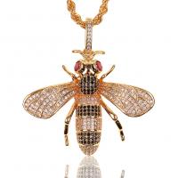 ожерелье для свитер, Латунь, Пчела, плакирован золотом, инкрустированное микро кубического циркония & Женский, 46x48mm, длина:Приблизительно 23.6 дюймовый, продается PC