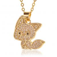 Cubic Zircon Micro Pave Brass Necklace Animal gold color plated micro pave cubic zirconia & for woman Length Approx 17.7 Inch Sold By PC