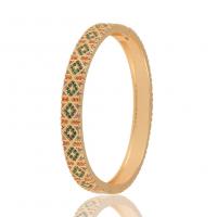 Brass Bangle, gold color plated, more sizes for choice & micro pave cubic zirconia & for woman, multi-colored, 60mm, Sold By PC