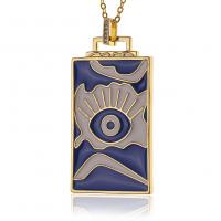 Evil Eye Jewelry Necklace, Brass, Square, gold color plated, for woman & enamel, more colors for choice, 26x50mm, Length:Approx 17.7 Inch, Sold By PC