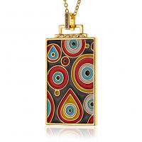 Evil Eye Jewelry Necklace, Brass, Square, gold color plated, for woman & enamel, more colors for choice, 26x52mm, Length:Approx 17.7 Inch, Sold By PC