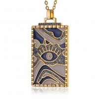Evil Eye Jewelry Necklace, Brass, Square, gold color plated, micro pave cubic zirconia & for woman & enamel, more colors for choice, 24x42mm, Length:Approx 17.7 Inch, Sold By PC