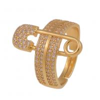Cúbicos Circonia Micro Pave anillo de latón, metal, chapado en color dorado, más tamaños para la opción & micro arcilla de zirconia cúbica & para mujer, 20mm, Vendido por UD