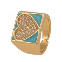 Cubi Circonia Micro Pave anello in ottone, placcato color oro, Regolabile & con motivo a cuore & Micro spianare cubic zirconia & per la donna, nessuno, 20mm, Venduto da PC