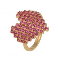 Cubique anneau en laiton Circonia Micro Pave, coeur, Placage de couleur d'or, Réglable & pavé de micro zircon & pour femme, plus de couleurs à choisir, 21mm, Vendu par PC
