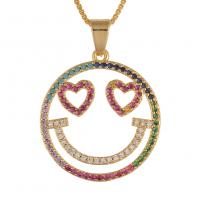 Cubic Zircon Micro Pave Brass Necklace gold color plated & micro pave cubic zirconia & for woman multi-colored Sold By PC