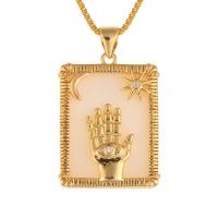 Ожерелья из латуни, Латунь, Квадратная форма, плакирован золотом, больше размеров для выбора & Женский & эмаль, 16x28mm, длина:Приблизительно 17.7 дюймовый, продается PC