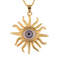 Ожерелья из латуни, Латунь, Злой глаз, плакирован золотом, Мужская & эмаль, Много цветов для выбора, 34x44mm, длина Приблизительно 17.7 дюймовый, продается PC