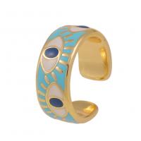 Латунь Манжеты палец кольцо, плакирован золотом, Мужская & эмаль, Много цветов для выбора, 20mm, продается PC
