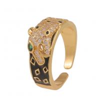 Cubic Zirconia Micro Pave Brass Ring, gold color plated, Unisex & micro pave cubic zirconia & enamel, 21mm, Sold By PC