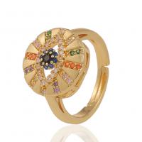 Cubic Zirconia Micro Pave Brass Ring, gold color plated, Adjustable & Unisex & micro pave cubic zirconia, 21mm, Sold By PC