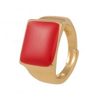 Brass Finger Ring, gold color plated, Adjustable & Unisex & enamel, more colors for choice, 22mm, Sold By PC
