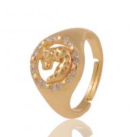 Cúbicos Circonia Micro Pave anillo de latón, metal, chapado en color dorado, Ajustable & unisexo & micro arcilla de zirconia cúbica, 21mm, Vendido por UD
