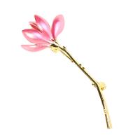 Enamel Brooch Brass Flower gold color plated for woman nickel lead & cadmium free Sold By Lot