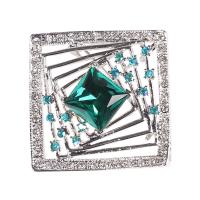 Crystal Brooch, Tibetan Style, with Czech Rhinestone & Crystal, Geometrical Pattern, platinum color plated, for woman & with rhinestone & hollow, nickel, lead & cadmium free, 35x35mm, 10PCs/Lot, Sold By Lot