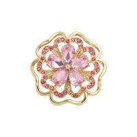 Crystal Brooch, Tibetan Style, with Crystal, Flower, gold color plated, for woman & with rhinestone & hollow, more colors for choice, nickel, lead & cadmium free, 40x40mm, 10PCs/Lot, Sold By Lot