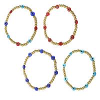 Evil Eye Jewelry Bracelet, Brass, with Plastic, gold color plated, for woman, more colors for choice, Length:Approx 6.6 Inch, Sold By PC