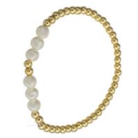 Brass Bracelet & Bangle with Plastic Pearl gold color plated for woman Length Approx 6.8 Inch Sold By PC