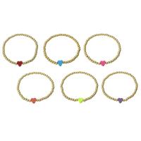 Bracelets en laiton, avec plastique, coeur, Placage de couleur d'or, pour femme, plus de couleurs à choisir, Longueur:Environ 6.6 pouce, Vendu par PC