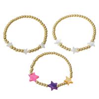 Bracelets en laiton, avec plastique, étoile, Placage de couleur d'or, pour femme, plus de couleurs à choisir, Longueur:Environ 6.4 pouce, Vendu par PC