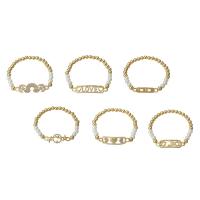 Bracelet cubique en laiton zircon pavent, avec perle de plastique, Placage de couleur d'or, styles différents pour le choix & pavé de micro zircon & pour femme, Longueur:Environ 7 pouce, Vendu par PC