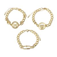 Cubic Zirconia Micro Pave Brass Bracelet, gold color plated, different styles for choice & micro pave cubic zirconia & for woman, Length:Approx 9 Inch, Sold By PC