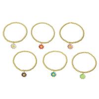 Bracelets en laiton, fleur, Placage de couleur d'or, pour femme & émail, plus de couleurs à choisir, Longueur:Environ 6.6 pouce, Vendu par PC