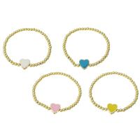 Brass Bracelet & Bangle, Heart, gold color plated, for woman & enamel, more colors for choice, Length:Approx 6.8 Inch, Sold By PC