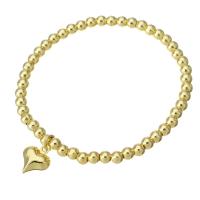 Bracelets en laiton, coeur, Placage de couleur d'or, pour femme, Longueur Environ 6.6 pouce, Vendu par PC