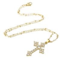 Cubic Zircon Micro Pave Brass Necklace, gold color plated, micro pave cubic zirconia & for woman, 20x31x5mm, Length:Approx 18 Inch, Sold By PC